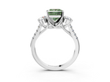 White gold Three-Stone Fancy Green Princess  Cut Diamond Pavé Band with Four-Prong Setting_3