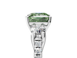 White gold Three-Stone Fancy Green Princess  Cut Diamond Pavé Band with Four-Prong Setting_5