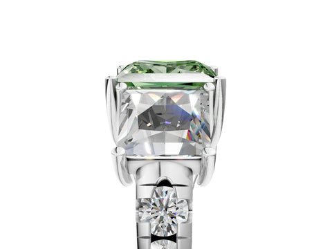 White gold Three-Stone Fancy Green Princess Cut Diamond Pavé Band with Prong Setting_41