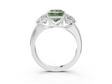 White gold Three-Stone Fancy Green Princess  Cut Diamond Ring with Channel-Set Band and Four-Prong Setting_20