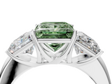 White gold Three-Stone Fancy Green Princess  Cut Diamond Ring with Channel-Set Band and Four-Prong Setting_21