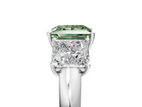 White gold Three-Stone Fancy Green Princess  Cut Diamond Ring with Channel-Set Band and Four-Prong Setting_22