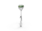 White gold Three-Stone Fancy Green Princess  Cut Diamond Ring with Pear Side Stones in Four-Prong Setting_2