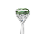 White gold Three-Stone Fancy Green Princess  Cut Diamond Ring with Pear Side Stones in Four-Prong Setting_5