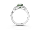 White gold Three-Stone Fancy Green Princess Cut Diamond Ring with Pear  Side Stones in Four-Prong Setting_63