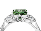 White gold Three-Stone Fancy Green Princess Cut Diamond Ring with Pear  Side Stones in Four-Prong Setting_64