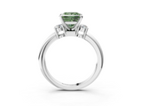 White gold Three-Stone Fancy Green Princess  Cut Diamond Solitaire with Prong Setting and Classic Band_3