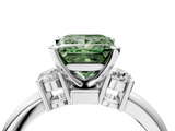 White gold Three-Stone Fancy Green Princess  Cut Diamond Solitaire with Prong Setting and Classic Band_4