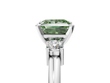 White gold Three-Stone Fancy Green Princess  Cut Diamond Solitaire with Prong Setting and Classic Band_5