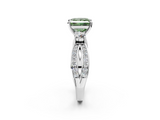 White gold Three-Stone Fancy Green Princess  Cut Diamond Twist Band with Prong Setting_2