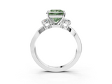 White gold Three-Stone Fancy Green Princess  Cut Diamond Twist Band with Prong Setting_3
