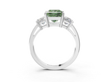 White gold Three-Stone Fancy Green Princess  Cut Solitaire Ring with Prong Setting_6
