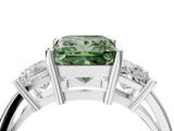 White gold Three-Stone Fancy Green Princess  Cut Solitaire Ring with Prong Setting_7