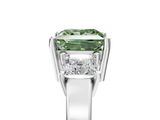 White gold Three-Stone Fancy Green Princess  Cut Solitaire Ring with Prong Setting_8