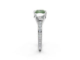 White gold Three-Stone Fancy Green Princess  Diamond Milgrain Pave Band with Prong Setting 2