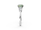 White gold Three-Stone Fancy Green Princess  Diamond Ring with Pear Side Stones in Four-Prong Setting_2