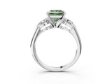 White gold Three-Stone Fancy Green Princess  Diamond Ring with Pear Side Stones in Four-Prong Setting_3