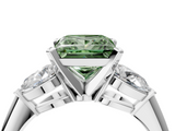 White gold Three-Stone Fancy Green Princess  Diamond Ring with Pear Side Stones in Four-Prong Setting_4