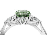 White gold Three-Stone Fancy Green Radiant Cut Brilliant Diamond Solitaire Ring with Tapered Band and Four-Prong Setting_53