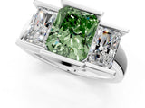 White gold Three Stone Fancy Green Radiant Cut Cut Channel Set Diamond Ring_25