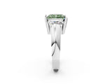 White gold Three Stone Fancy Green Radiant Cut Cut Channel Set Diamond Ring_26