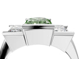 White gold Three Stone Fancy Green Radiant Cut Cut Channel Set Diamond Ring_28
