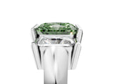 White gold Three Stone Fancy Green Radiant Cut Cut Channel Set Diamond Ring_29