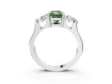 White gold Three-Stone Fancy Green Radiant Cut Cut Classic Band Prong Setting Ring_3