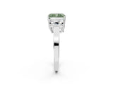 White gold Three-Stone Fancy Green Radiant Cut Cut Diamond Engagement Ring with Flat Band and Four-Prong Setting_14