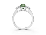 White gold Three-Stone Fancy Green Radiant Cut Cut Diamond Engagement Ring with Flat Band and Four-Prong Setting_16