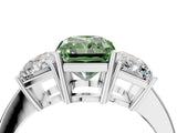 White gold Three-Stone Fancy Green Radiant Cut Cut Diamond Engagement Ring with Flat Band and Four-Prong Setting_17