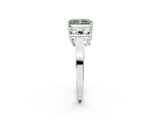 White gold Three-Stone Fancy Green Radiant Cut Cut Diamond Engagement Ring with Flat Band and Four-Prong Setting_2
