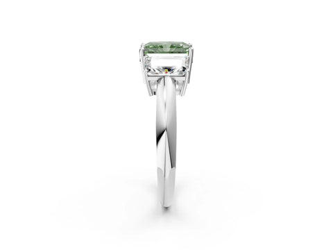 White gold Three-Stone Fancy Green Radiant Cut Cut Diamond Engagement Ring with Prong Setting on a White Gold Band_26