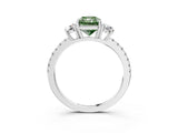 White gold Three-Stone Fancy Green Radiant Cut Cut Diamond Pavé Band with Prong Setting_30