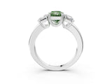 White gold Three-Stone Fancy Green Radiant Cut Cut Diamond Ring with Channel Set Band and Four-Prong Setting_15