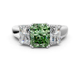 White gold Three-Stone Fancy Green Radiant Cut Cut Diamond Ring with Channel Set Band and Four-Prong Setting_30