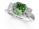 White gold Three-Stone Fancy Green Radiant Cut Cut Diamond Ring with Channel Set Band and Four-Prong Setting_31