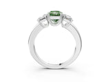 White gold Three-Stone Fancy Green Radiant Cut Cut Diamond Ring with Channel Set Band and Four-Prong Setting_33