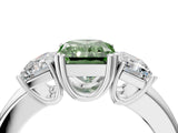 White gold Three-Stone Fancy Green Radiant Cut Cut Diamond Ring with Channel Set Band and Four-Prong Setting_34