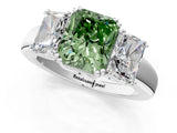 White gold Three-Stone Fancy Green Radiant Cut Cut Diamond Ring with Channel Set Band and Four-Prong Setting_43