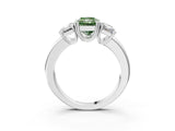 White gold Three-Stone Fancy Green Radiant Cut Cut Diamond Ring with Channel Set Band and Four-Prong Setting_45