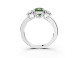 White gold Three-Stone Fancy Green Radiant Cut Cut Diamond Ring with Channel Set Band and Four-Prong Setting_75
