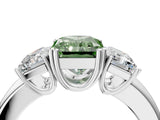White gold Three-Stone Fancy Green Radiant Cut Cut Diamond Ring with Channel Set Band and Four-Prong Setting_76