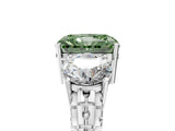 White gold Three-Stone Fancy Green Radiant Cut Cut Diamond Ring with Channel-Set Band and Prong Setting_5