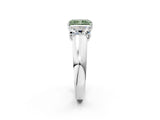 White gold Three-Stone Fancy Green Radiant Cut Cut Diamond Ring with Prong Setting and Classic Band_2