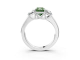 White gold Three-Stone Fancy Green Radiant Cut Cut Diamond Ring with Prong Setting and Classic Band_3