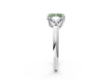 White gold Three-Stone Fancy Green Radiant Cut Cut Diamond Ring with Trillion Side Stones and Four-Prong Setting_13