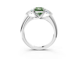 White gold Three-Stone Fancy Green Radiant Cut Cut Diamond Ring with Trillion Side Stones and Four-Prong Setting_14