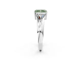 White gold Three-Stone Fancy Green Radiant Cut Cut Diamond Ring with Trillion Side Stones on a Split Shank Band_2