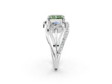 White gold Three-Stone Fancy Green Radiant Cut Cut Diamond Split Shank Prong Set Ring_14